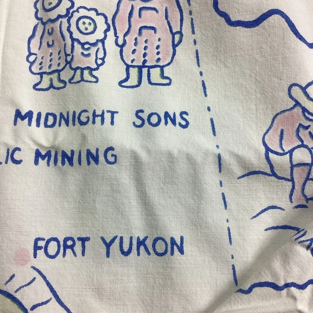 Vintage Alaska state 1950s MCM cotton tablecloth